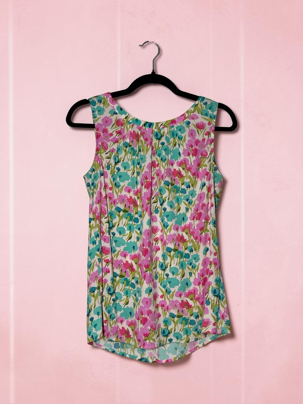Boden Floral Sleeveless Tie Back Blouse Womens Pink Blue Size 6